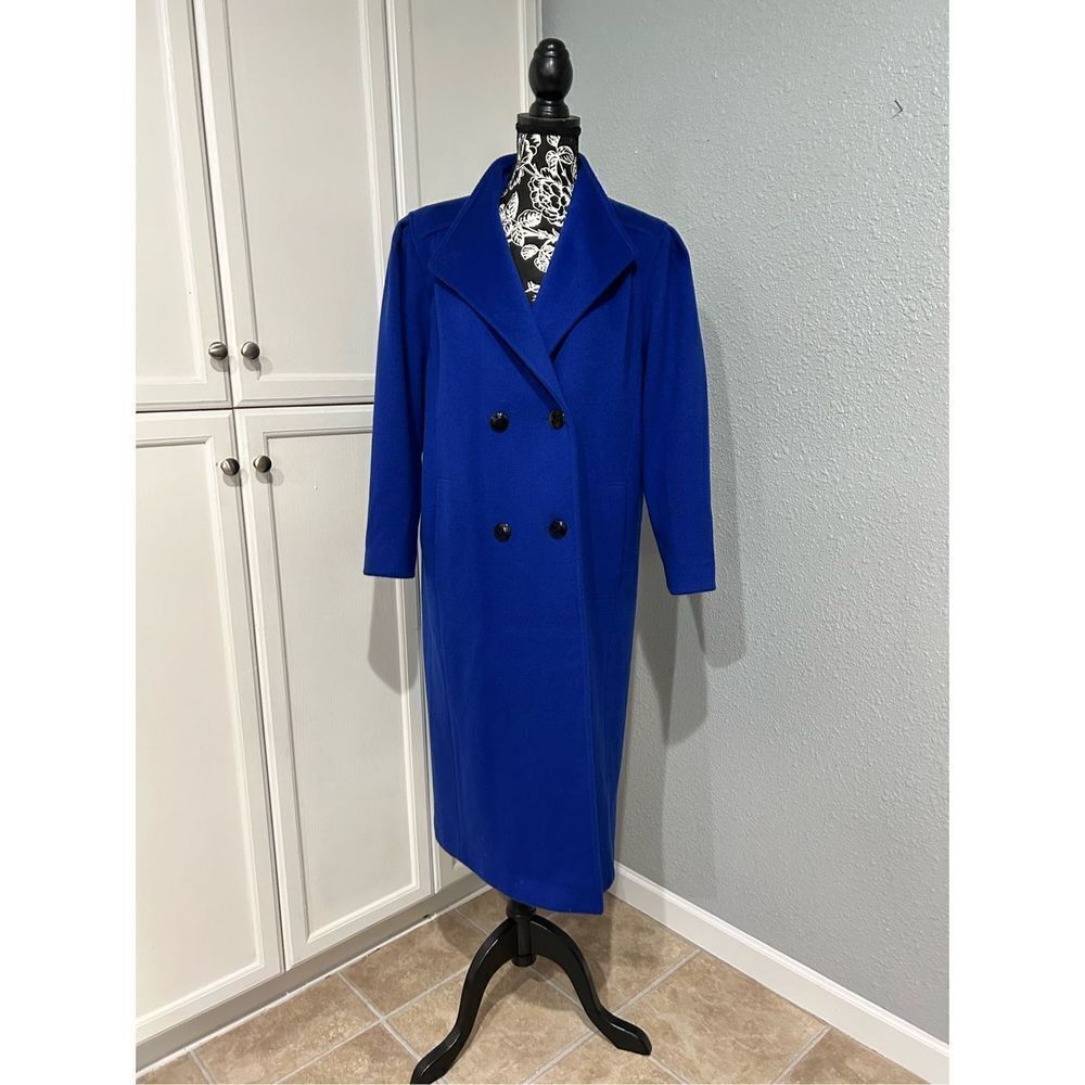 Coat Wool Royal Blue NWOT Double Breasted roll up button collar SZ 10